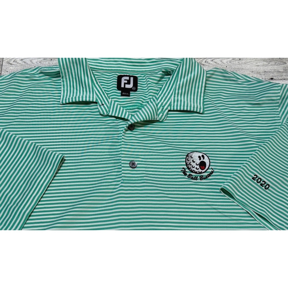 FootJoy Mens 3XL Green White Striped Golf Polo The Ball Busters 2020 FJ Shirt